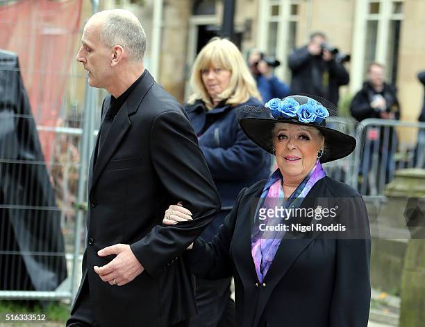 Coronation Street actor Julie Goodyear arrives for the funeral of Coronation Street scriptwriter Tony Warren at Manchester Cathedral on March 18,...