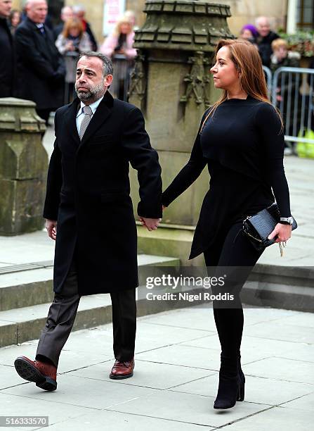 Coronation Street actor Michael Le Vell arrives for the funeral of Coronation Street scriptwriter Tony Warren at Manchester Cathedral on March 18,...