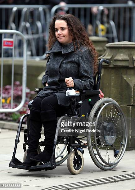 Coronation Street actor cherylee houston arrives for the funeral of Coronation Street scriptwriter Tony Warren at Manchester Cathedral on March 18,...