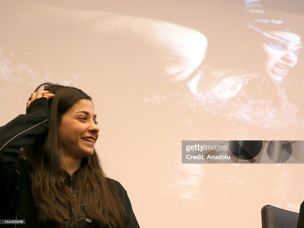 Syrian Refugee athlete Yusra Mardini press conference in Berlin