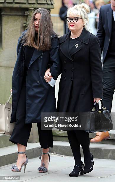 Coronation Street actor Brooke Vincent arrives for the funeral of Coronation Street scriptwriter Tony Warren at Manchester Cathedral on March 18,...