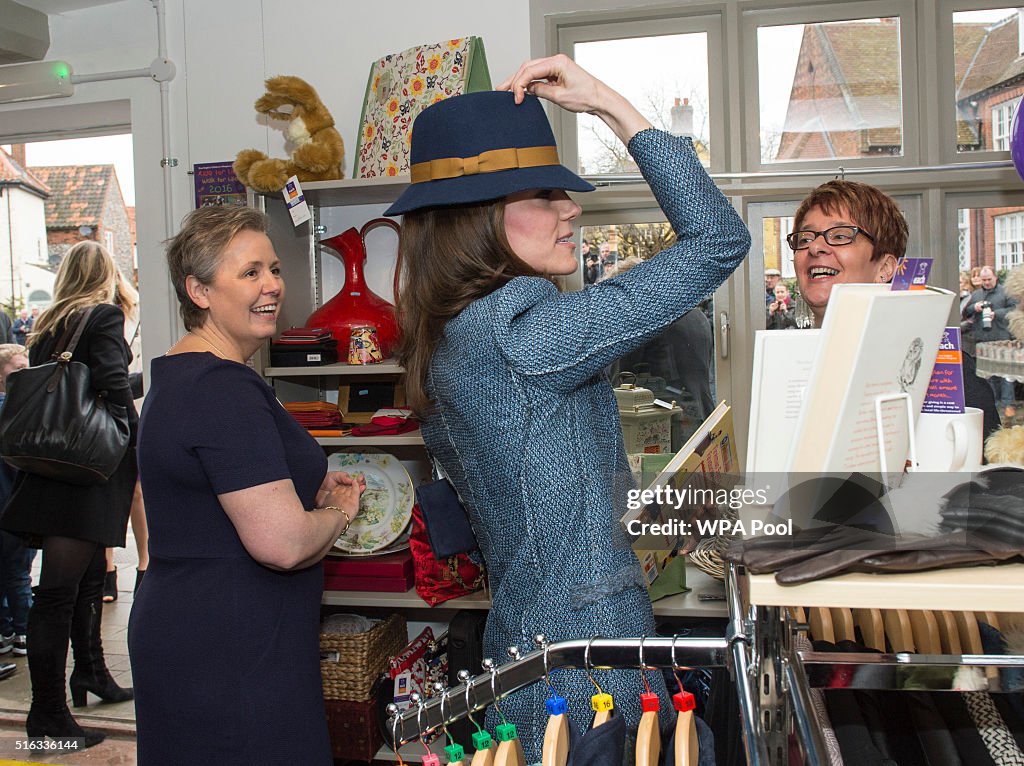 The Duchess Of Cambridge Opens New EACH Charity Shop In Holt, Norfolk