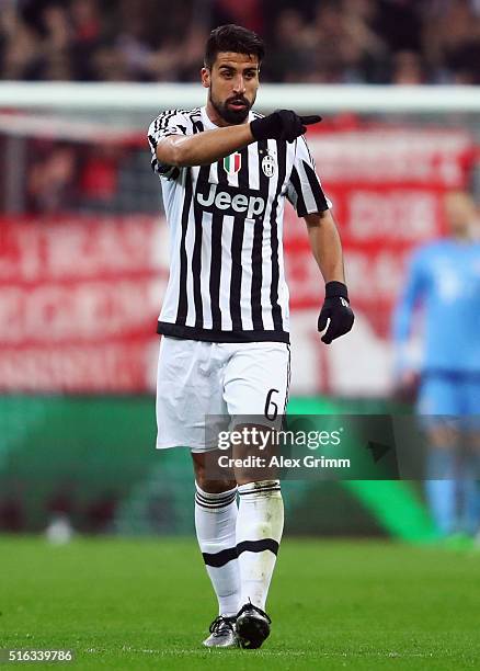 Sami Khedira of Juventus reacts during the UEFA Champions League Round of 16 Second Leg match between FC Bayern Muenchen and Juventus at Allianz...