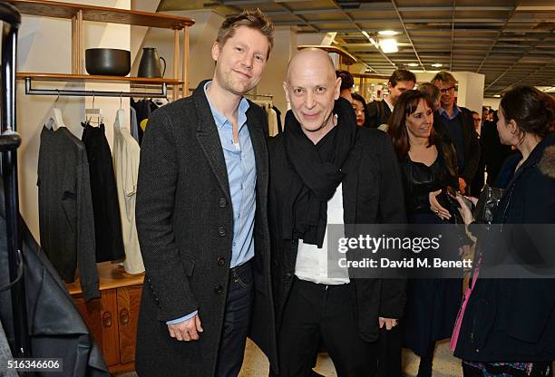 Christopher Bailey and Adrian Joffe attend an exclusive VIP preview of the Dover Street Market on March 18, 2016 in London, England.