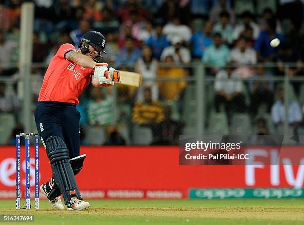 Mumbai, INDIA Ben Stokes of England bats during the ICC World Twenty20 India 2016 match between South Africa and England at the Wankhede stadium on...