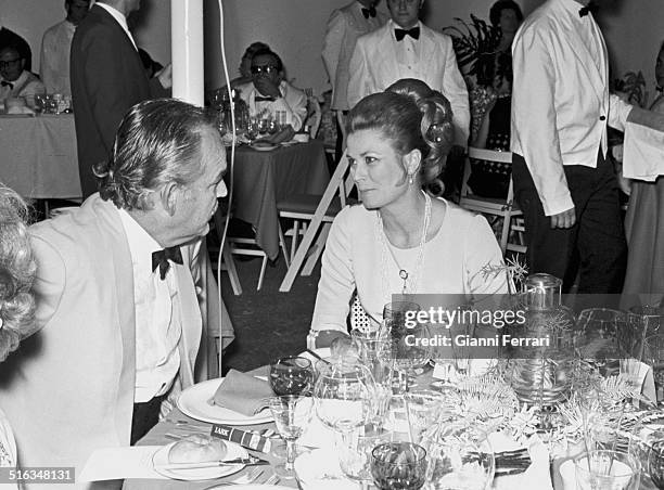 The princes of Monaco Rainier and Grace at a party at "Marbella Club" Marbella, Malaga, Spain. .