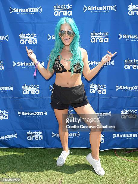 Tigerlily poses at SiriusXM's 'UMF Radio' Broadcast Live From The SiriusXM Music Lounge at 1 Hotel South Beach at 1 Hotel South Beach on March 18,...