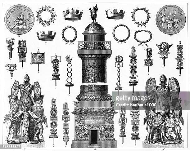 stockillustraties, clipart, cartoons en iconen met military trappings of ancient rome - etruscan
