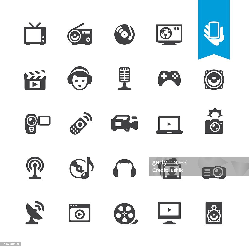 Los medios comunicación & Vector de icono signo y Multimedia