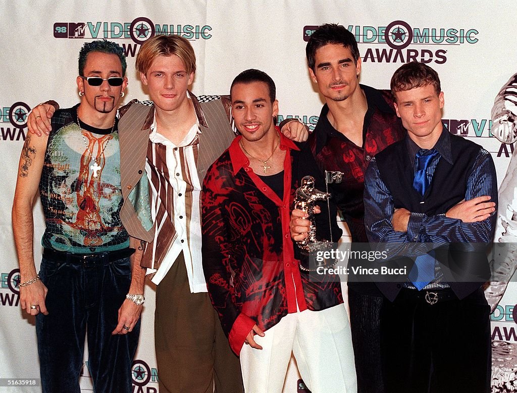 Members of the musical group Backstreet Boys pose