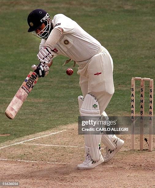 India's Navjot Singh Sidhu hits the ball at the Sahara Cup Cricket tournament in Toronto, Canada, 13 September. Sidhu made 24 runs before being...