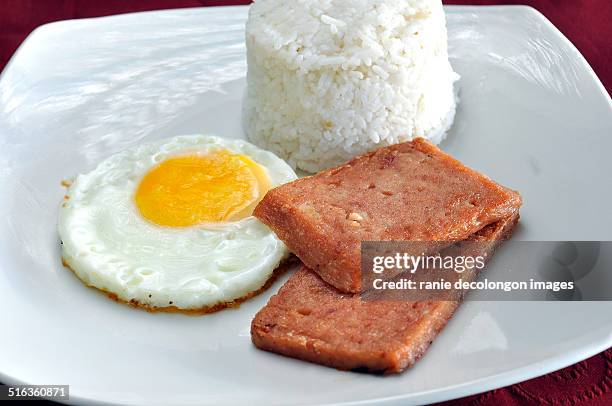 spam and egg breakfast - spam stock pictures, royalty-free photos & images