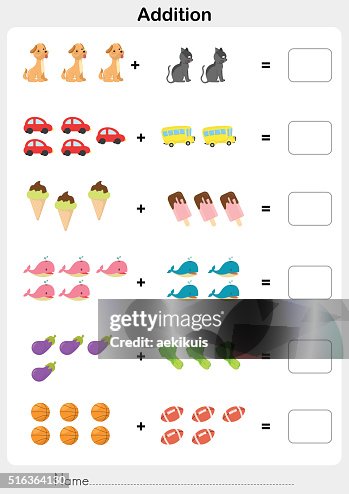 Addition Numbers Label Addition Number Worksheet For Education High-Res Vector Graphic - Getty ...
