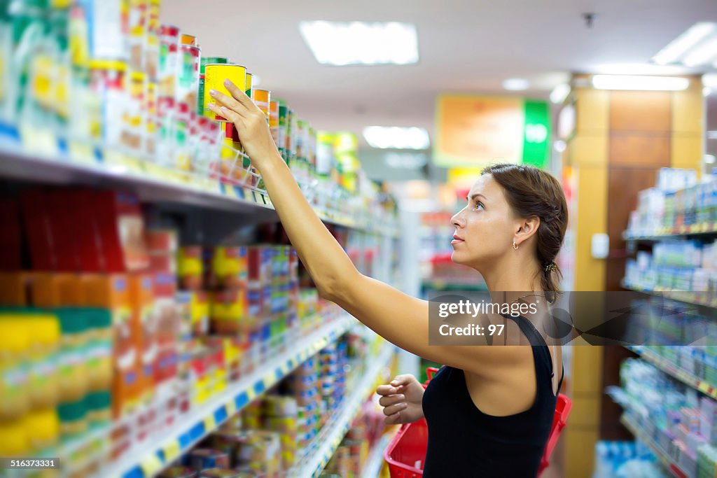 Woman buys canned