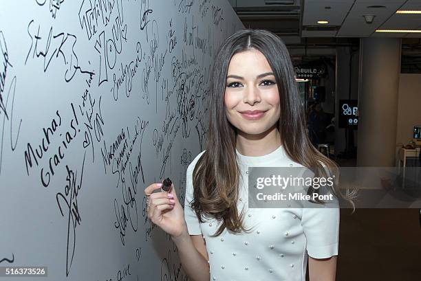 Actress Miranda Cosgrove attends the AOL Build Speaker Series to discuss her new show "Crowded" at AOL Studios In New York on March 18, 2016 in New...