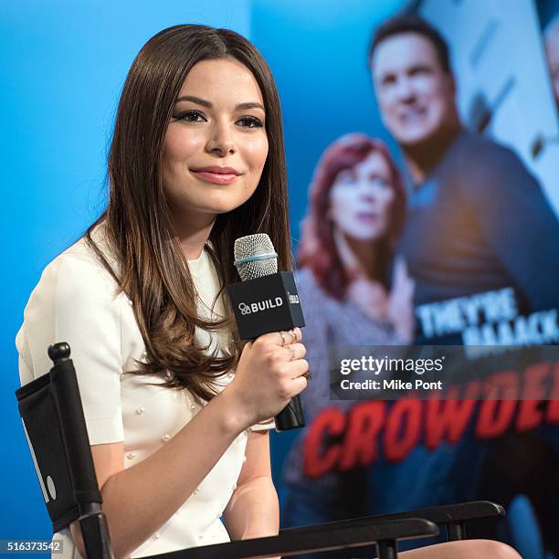 Actress Miranda Cosgrove attends the AOL Build Speaker Series to discuss her new show "Crowded" at AOL Studios In New York on March 18, 2016 in New...