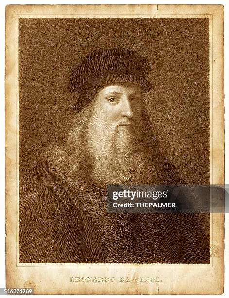 ilustraciones, imágenes clip art, dibujos animados e iconos de stock de leonardo da vinci grabado - leonardo da vinci