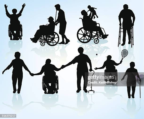 seniors or handicapped people - persons with disabilities stock illustrations