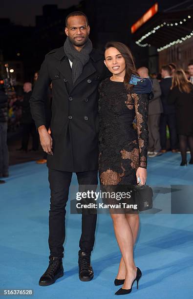 Louise Hazel arrives for the European premiere of 'Eddie The Eagle' at Odeon Leicester Square on March 17, 2016 in London, England.