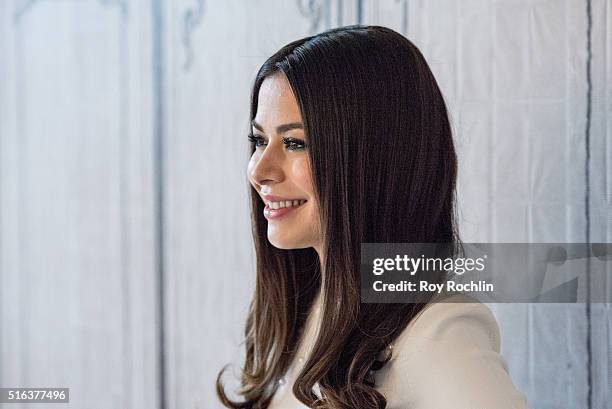 Actress Miranda Cosgrove speaks about the show 'Crowded' during AOL Build at AOL Studios In New York on March 18, 2016 in New York City.