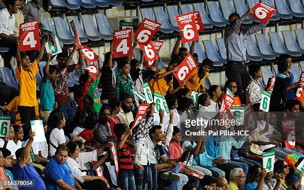 Mumbai, INDIA Spectators during the ICC World Twenty20 India 2016 match between South Africa and England at the Wankhede stadium on March 18, 2016 in...