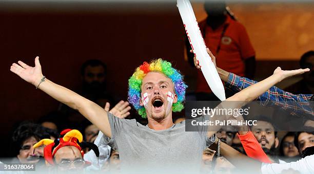 Mumbai, INDIA An England supporter during the ICC World Twenty20 India 2016 match between South Africa and England at the Wankhede stadium on March...