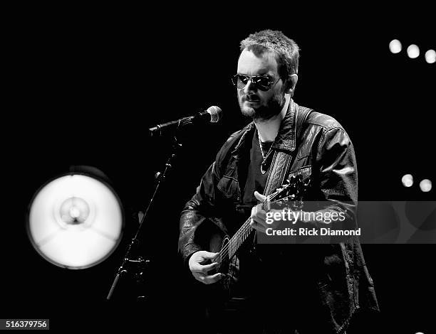 Eric Church performs at The Life & Songs of Kris Kristofferson produced by Blackbird Presents at Bridgestone Arena on March 16, 2016 in Nashville,...