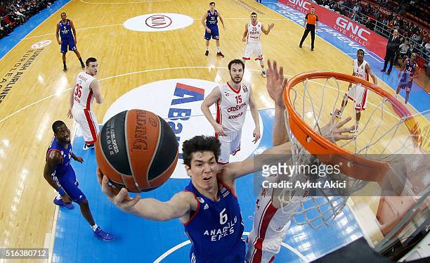 Cedi Osman, #6 of Anadolu Efes Istanbul in action during the 2015-2016 Turkish Airlines Euroleague Basketball Top 16 Round 11 game between Anadolu...