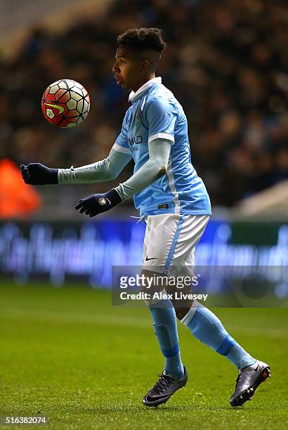 Demaeco Duhaney of Manchester City during the FA Youth Cup Semi Final, First Leg match between Manchester City and Arsenal at the City Football...