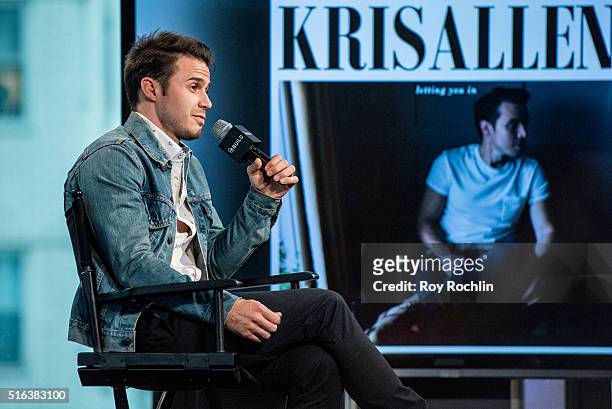 Singer and songwriter Kris Allen speaks about his new album "Letting You In" at AOL Studios In New York on March 18, 2016 in New York City.