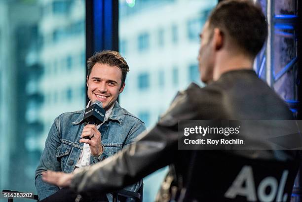 Singer and songwriter Kris Allen speaks about his new album "Letting You In" at AOL Studios In New York on March 18, 2016 in New York City.