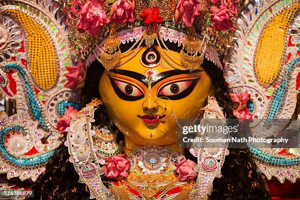 idol of durga during durga puja festival - west bengal foto e immagini stock