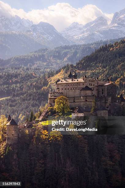 hohnwerfen castle - hohenwerfen castle stock pictures, royalty-free photos & images