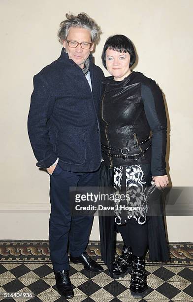 Dexter Fletcher with his wife Dalia Ibelhauptaite attend Gary Barlow's live showcase of "Fly" an album of songs inspired by the new film "Eddie the...
