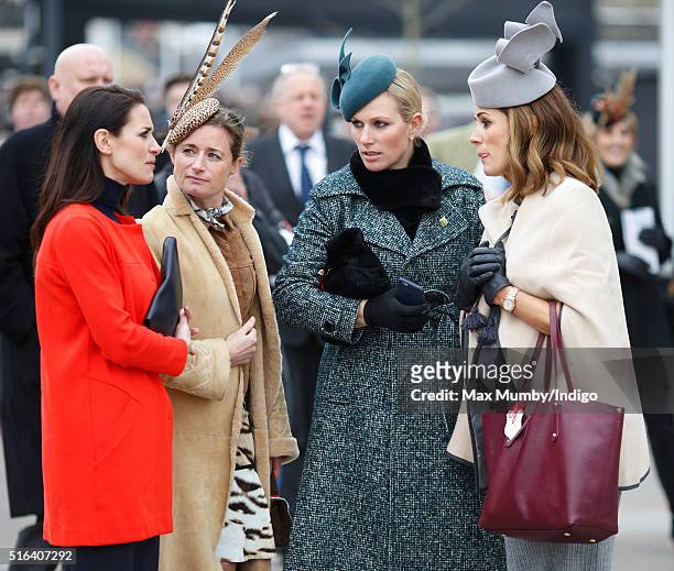 Kirsty Gallacher, Dolly Maude, Zara Phillips and Natalie Pinkham attend day 4, Gold Cup Day, of the Cheltenham Festival on March 18, 2016 in...