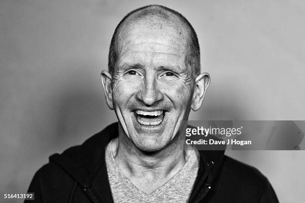 Eddie "The Eagle" Edwards attends Gary Barlow's live showcase of "Fly" an album of songs inspired by the new film "Eddie the Eagle" at One Mayfair on...