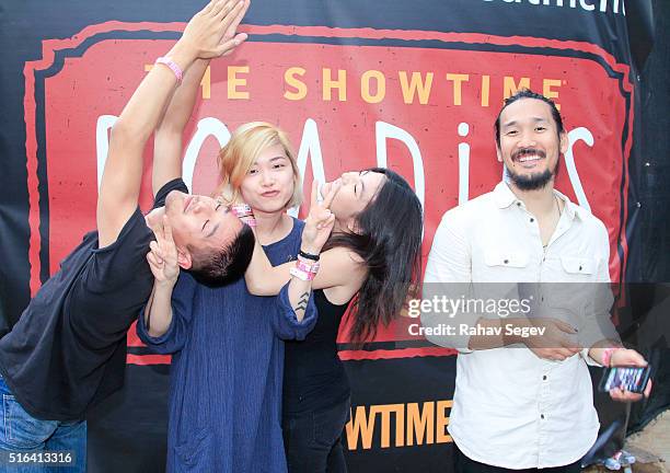 Daniel Chae, Sally Kang, Jennifer Rim and Alex Hwang of Run River North attend SHOWTIME Roadies House at SXSW 2016 at Clive Bar during SXSW 2016 on...