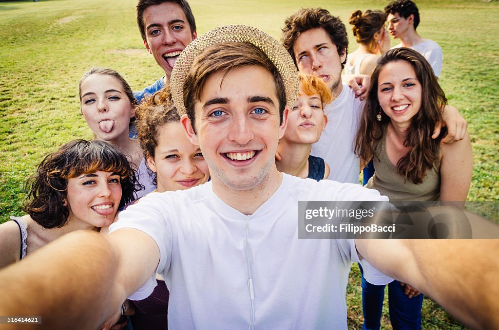 Friends Selfie In The Nature