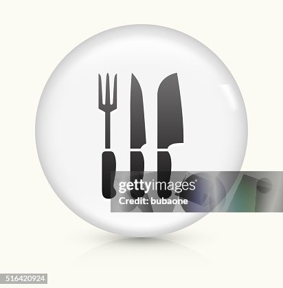 Utensils icon on white round vector button Utensils icon on white round vector button