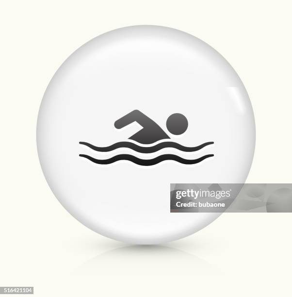 swimming icon on white round vector button - pool water reflection stock illustrations