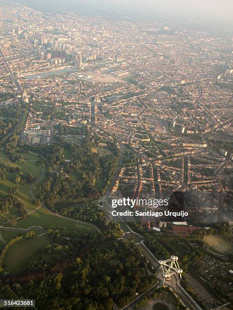 aerial view of brussels - atomium monument stock pictures, royalty-free photos & images
