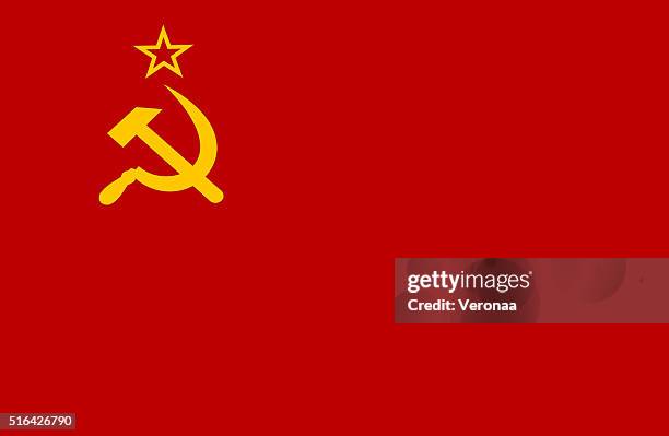 stockillustraties, clipart, cartoons en iconen met former ussr flag - hamer en sikkel