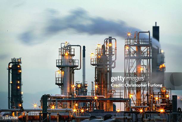 S Huge oil refinery complex continues it's 24 hour production of petroleum and gas, November 1, 2004 at Grangemouth in central Scotland. Continuing...