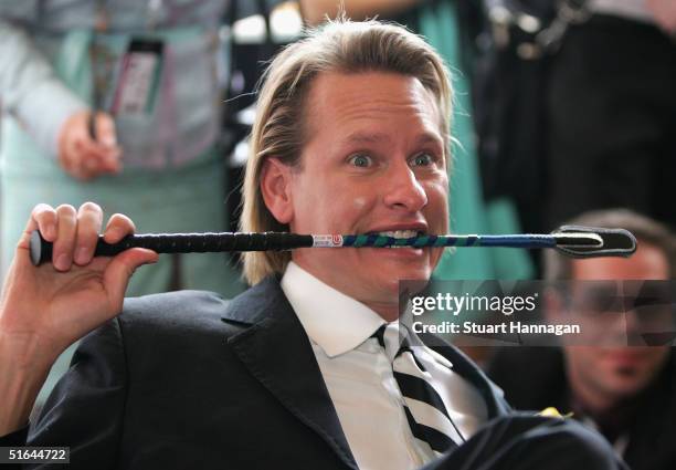Carson Kressley, actor and Myer ambassador for the Melbourne Cup, gestures during a press conference prior to The Melbourne Cup on November 2, 2004...