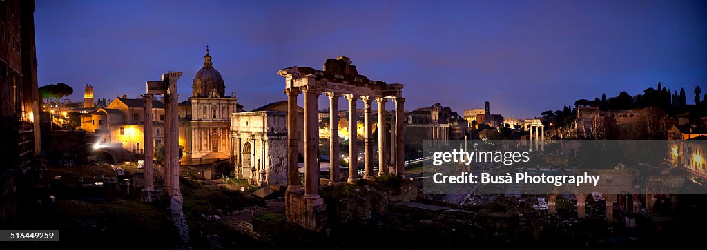 Panoramic view of the Imperial Forum in Rome
