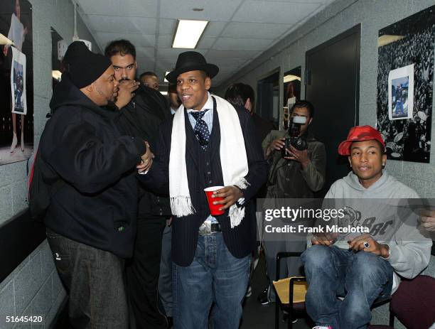 Rapper Jay-Z on his way to the stage at the "Best of Both Worlds" tour, November 1, 2004 at Madison Square Garden in New York City. The tour was...