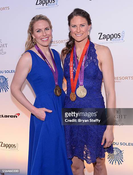 United States Olympic rowers Esther Lofgren and Susan Francia attend the fourth annual "One Night for ONE DROP" imagined by Cirque du Soleil, a show...