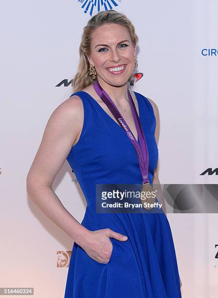 United States Olympic rower Esther Lofgren attends the fourth annual "One Night for ONE DROP" imagined by Cirque du Soleil, a show that raises...