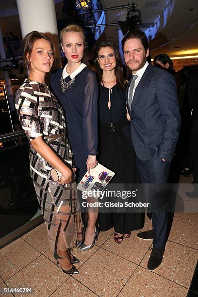 Jessica Schwarz, formerly girlfriend of Daniel Bruehl, Franziska Knuppe, Daniel Bruehl and his girlfriend Felicitas Rombold during the 'Vogue loves...