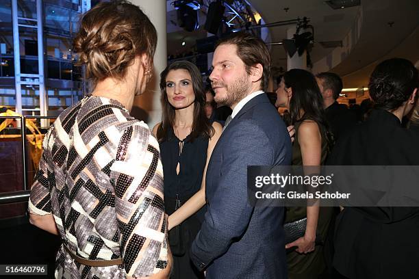 Jessica Schwarz, formerly girlfriend of Daniel Bruehl, Daniel Bruehl and his girlfriend Felicitas Rombold during the 'Vogue loves Breuninger' fashion...